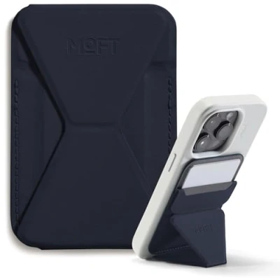 Image de MOFT Snap Portefeuille Magsafe pour iPhone 15 14 13 12 Series, Support magnétique en Cuir végane téléphone avec 3 Angles de Vue, Force améliorée (Bleu Profond)