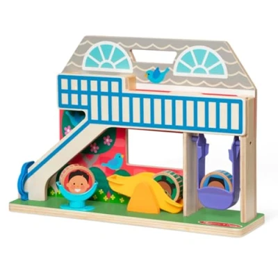 Image de Melissa &amp; Doug GO Tots La cour de récréation des roulés boulés en bois avec 3 disques, Jouets pour Bébé, Jouet d&#039;Eveil et Premier Age, 12 mois +, Cadeau naissance garçon ou fille