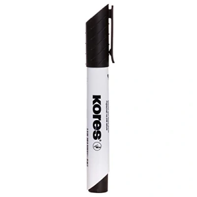 Image de Kores K Marker XW1 : Marqueur Noir pour Tableau Blanc à Pointe Ronde, Effaçable Sec et Encre Faible Odeur, Fournitures Scolaires de Bureau, Paquet 12