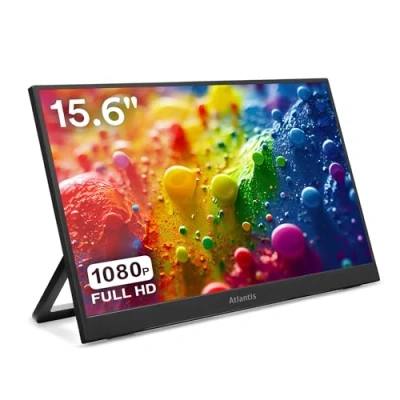 Image de Atlantis Moniteur portable 16 pouces, 1080P Full HD 1920 x 1080, HDMI/Type_C, haut parleur 2 1 W, inclinaison réglable, écran IPS, pour ordinateur portable/console/commutateur/179, câble HDMI 1,5