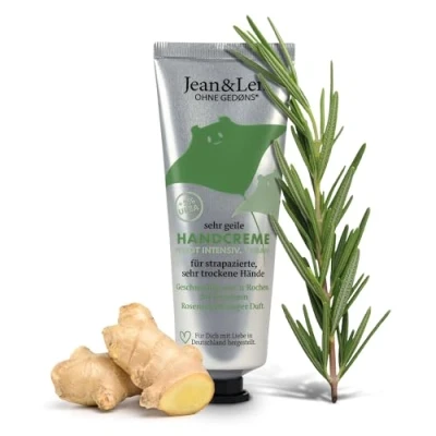Image de Jean &amp; Len Crème pour les Mains Romarin et Gingembre, à l’Urée, Sèches Gercées, Hydratation Soin Intense, sans Parabènes ni Silicones, Tube de 75 ml