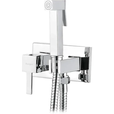 Image de Ibergrif Kit Douchette WC Encastré avec Flexible, Support, Douche, Eau Chaude et Froide, Chromé