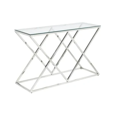 Image de Pascal MORABITO Console Charlotte de Verre trempé et Acier Chromé