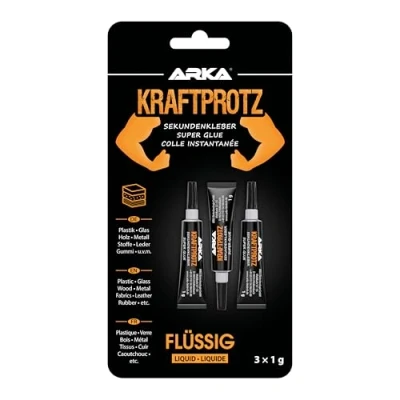 Image de 3 x 1 g de Colle instantanée extra forte Pointe anti dessèchement incluse KRAFTPROTZ super liquide idéale pour le collage du plastique, verre, bois, la pierre, métal, etc.