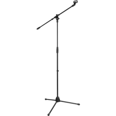 Image de McGrey MBS 01 Support de microphone avec potence et pince Pied (bras pivotant, hauteur réglable jusqu&#039;à env. 154 cm, trépied, pinces câble, longueur la 75 cm) noir