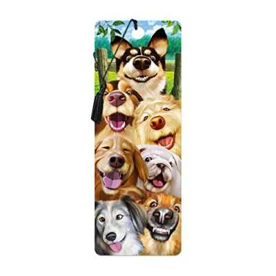 Image de 3D LiveLife Marque page Selfie Canin de Deluxebase. chien avec illustrations lenticulaires sous licence l&#039;artiste renommé Michale Searle