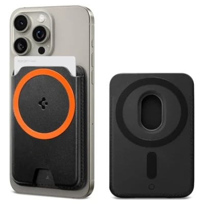 Image de Spigen Valentinus MagFit+ Porte Cartes Magnétique 3 conçu pour Magsafe Compatible avec Les Modèles iPhone 16/15/14/13/12 Wallet Noir