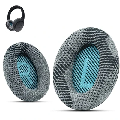 Image de Coussinets de remplacement Krone Kalpasmos, compatibles avec Bose QuietComfort 35 ii / QC35 QC25 QC2 QC15 Ae2 Ae2i Ae2w SoundTrue et SoundLink,en tissu mousse à mémoire, couleur gris.