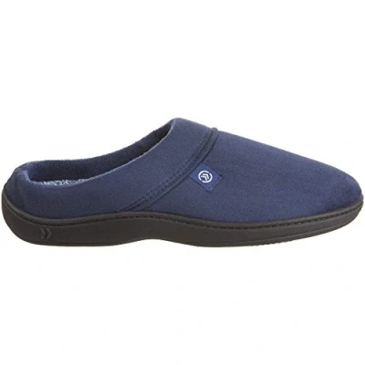 Image de Isotoner Pantoufles ouvertes pour homme en mousse à mémoire de forme et semelle l&#039;intérieur l&#039;extérieur, Fuax Microdaim bleu marine, 41/42 EU