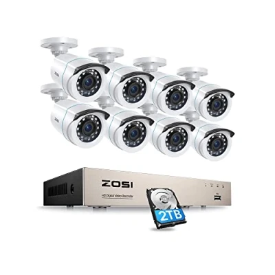 Image de ZOSI 8CH 5MP Lite H.265+ DVR avec Disque Dur 2 to Intégré Plus 8pcs Caméra Surveillance Extérieure Full HD 1920TVL 24 m Vision Nocturne Détection de Mouvement et Alerte Instantanée