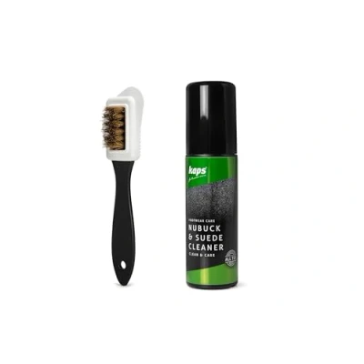 Image de Kaps Nettoyant pour Bottes en Cuir Nubuck et Daim avec Capuchon Applicateur Brosse à Chaussures 4 Côtés; Shampoing Détachant Toutes Les Couleurs de Baskets, 75 ML (2.53 FL. Oz)