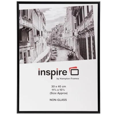 Image de Hampton Frames Aluminium Luxe Noir 30x40cm Certificat Photo Cadre Pas Verre Ouverture PAAF3040BBLK