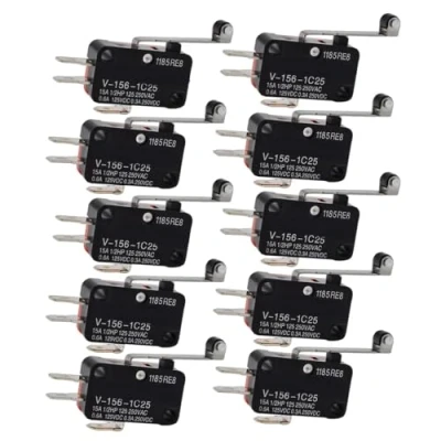 Image de DollaTek 10pcs V 156 1C25 Micro Interrupteur de Limite avec Longue Roulement à Charnière Momentané SPDT Snap Action pour Arduino