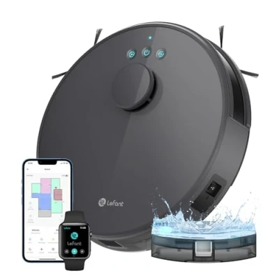 Image de Lefant Robot Aspirateur Laveur 2 en 1 4000Pa,Navigation LiDAR, Cartographie Multi étage,Zones Virtuelles, Connecté par Alexa/APP/WiFi,Idéal pour Poils d&#039;animaux Tapis Sols Durs M1 Gris