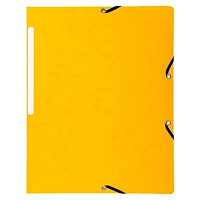 Image de Exacompta Réf. 55419E Paquet de 10 chemises à élastiques sans rabat pochettes en carte lustrée 355 g/m² dimensions 24 x 32 cm pour documents au format A4 couleur jaune