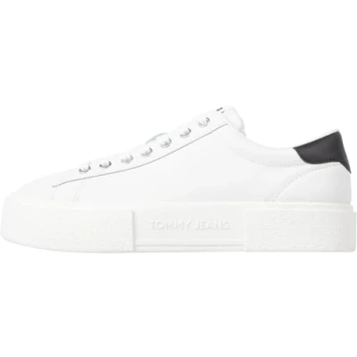 Image de Tommy Jeans Foxing Flatform Baskets basses, Femme, Taille: 39, Ecru/black Cuir / matière synthétique