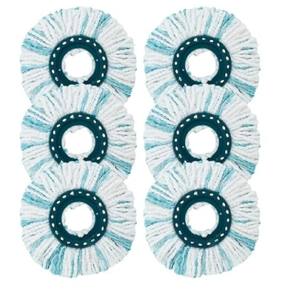 Image de 6 Pièces pour Leifheit Têtes de Rechange, Compatible Clean Twist Disc Mop, Système à Fibres Balai Serpillière Franges Remplacement, Tous Types Sols