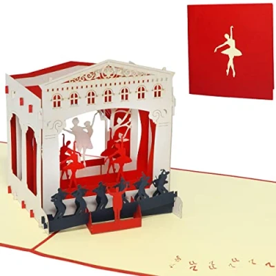 Image de LINPOPUP®, LIN17390, Carte Pop Up 3D, d&#039;anniversaire, de voeux, Bon cadeau, Ballet, Ballerine,Théâtre, N262