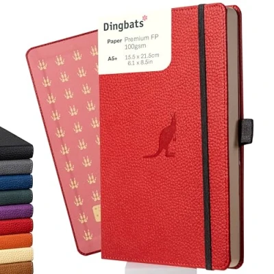 Image de Dingbats Carnet De Notes Moyen Format Wildlife Squared, Kangourou Rouge, A5 Couverture Rigide Papier Crème 100 G/m² Résistant À L&#039;encre