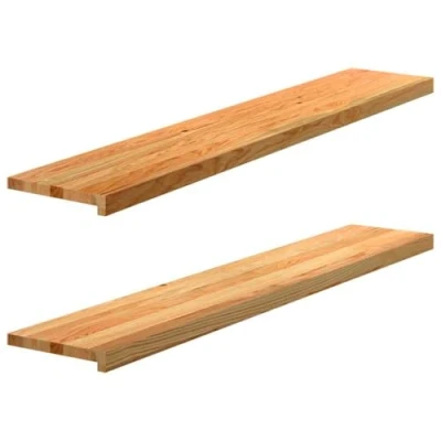 Image de vidaXL Appuis de fenêtre 2 pcs marron clair bois chêne massif, rebord fenêtre, appui en chêne,
