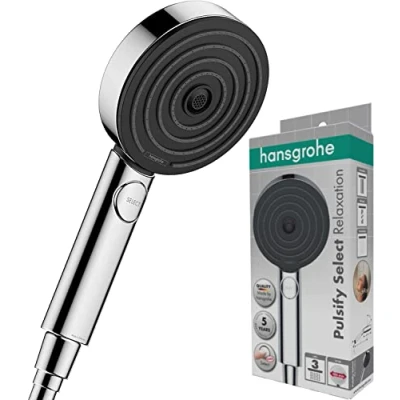 Image de Hansgrohe Pommeau de Douche Pulsify Select S, Douchette à Main 105 mm Diamètre, 3 Types Jet (Relaxation), Chromé, 24110000
