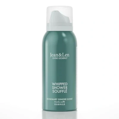 Image de Jean &amp; Len Shower Soufflé Rosemary Ginger, à l&#039;huile d&#039;amande et de jojoba, pour une expérience nettoyage parfumée, mousse douche en format voyage, sans parabènes silicones, 75 ml