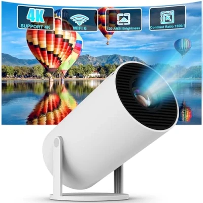 Image de Mini Projecteur, Videoprojecteur 4K Portable, Android 11, WiFi 5G, BT 5.0, 120 ANSI, Projecteur Video Correction Automatique du Trapéze, 180 Degrés, Convient pour téléphone/PC/HDMI USB