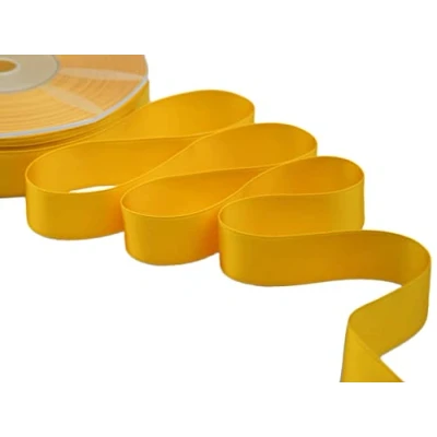 Image de Furlanis Ruban Satin Double Face, Tissu Italien Jaune Soleil, 25 mm x m