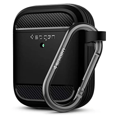 Image de Spigen Rugged Armor Compatible avec Apple Airpods 1 &amp; 2 Coque [Lumière LED Visible] Noir Mat