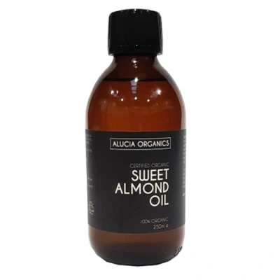 Image de ALUCIA ORGANICS Huile d&#039;amande douce certifiée biologique 100% pure pour le visage, corps et les cheveux Naturelle, pressée à froid non raffinée (250ml)