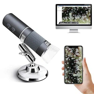 Image de Ninyoon Microscope WiFi 4K pour iPhone Android 50 à 1000X USB numérique sans Fil Super HD Endoscope caméra Tous iPad téléphones cellulaires Tablette Windows Mac Chrome Linux, gris