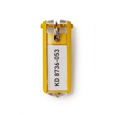 Image de Durable 195701 KEY CLIP Porte clés avec étiquette Personnalisable pour armoire à KEYBOX, Jaune (Lot de 6)