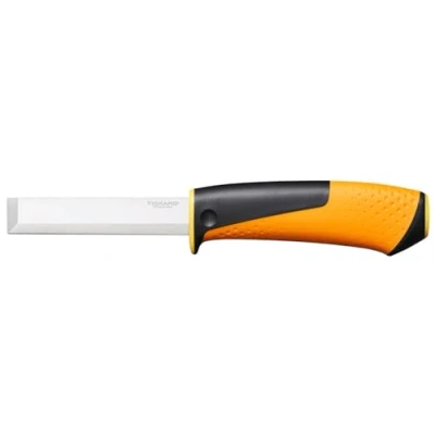 Image de Fiskars Couteau de charpentier, Fourreau avec aiguiseur intégré, 22,4 cm, Noir/Orange/Jaune, 1023621