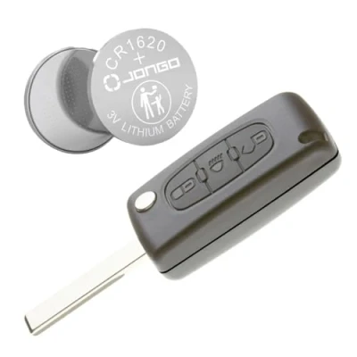 Image de Jongo Coque de Clé avec Lame Compatible Citroën C4 Picasso, Grand C5 CE0523 1x Pile CR1620 Boitier Clef Plip Voiture Télécommande 3 Boutons
