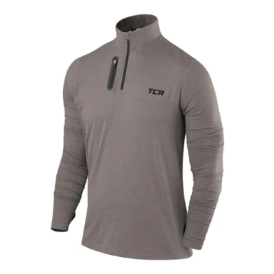 Image de TCA Veste Running Homme Hiver T Shirt Manches Longues Quickdry Fusion Pro avec Fermeture Éclair à Mi Poitrine pour Course Jogging Gris Foncé/Gris Foncé, M