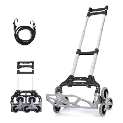 Image de Diable à Main, Chariot de Transport avec 6 Roues Triangulaires pour Escaliers, en Aluminium Chargement Pliable d&#039;une Capacité 75 kg Entrepôt. Portable, Léger et Résistant.