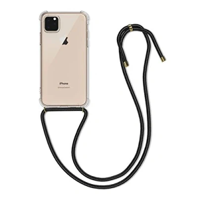 Image de kwmobile Coque Collier Compatible avec Apple iPhone 11 Pro Max Housse de Protection en TPU Cordon Sangle Transparent Noir
