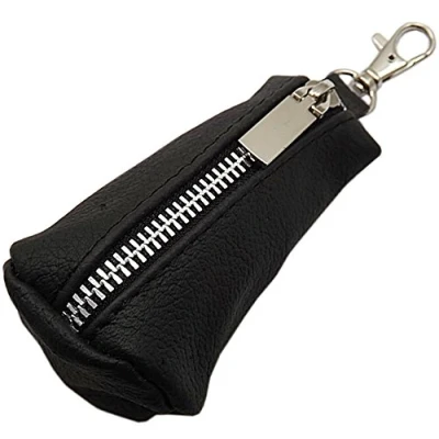 Image de Cuir Pochette de clé 1 Compartiment et Mousqueton Handmade en EU Noir Designs (Design / Métal Fermeture éclair)
