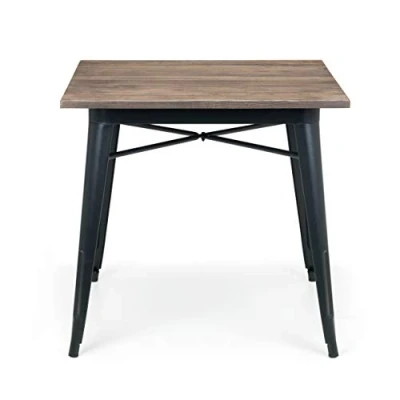 Image de Julian Bowen Table carrée Grafton, orme moka/noir