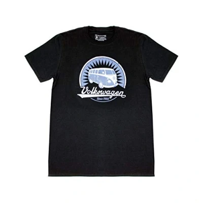 Image de BRISA VW Collection Volkswagen Combi Bus T1 Camper Van T Shirt à la Mode avec Coupe Classique, Chemise Manches Courtes pour Hommes et Femmes Motif rétro (S/Vintage Logo/Noir)