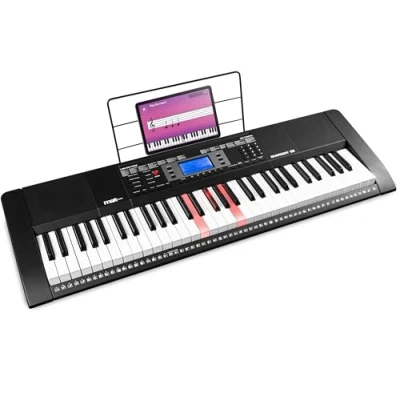 Image de Max Rhapsody61L Clavier Électronique, 61 Touches Lumineuses, Synthétiseur Débutant Complet, Deux Modes d&#039;Apprentissage, Haut parleurs Intégrés, Idéal pour Démarrer votre Apprentissage