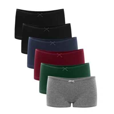 Image de Libella® Boxer Femme Taille Basse Culottes Shorty Coton,Stretch Slip pour (Lot de 6), Classique Multicolore8 M