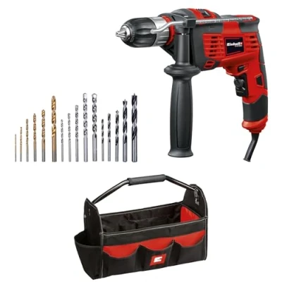 Image de Einhell Perceuse à percussion TC ID 1000 E Kit (1010 W, 240 V, jeu de forets et sac transport inclus)