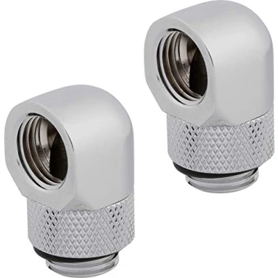 Image de Corsair Hydro X Series, Lot de Deux Embouts Rotatifs 90 (Filetages G1/4 BSPP Standards, Mécanisme Rotation Parfaitement Étanche, Optimisés pour les Débits Élevés) Chrome