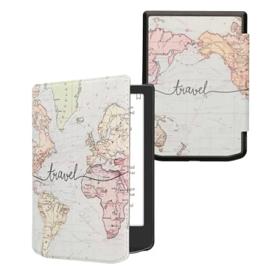 Image de kwmobile Étui Compatible avec Pocketbook Verse/Verse Pro/Verse Color/Vivlio Light/Light HD Coque à Rabat magnétique Tablette eReader Similicuir Noir Multicolore