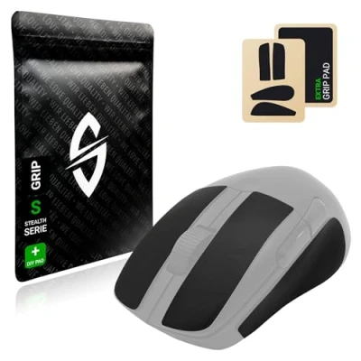 Image de SensoryBoost Ruban adhésif antidérapant pour Souris Roccat Kone Pro (+ Grip Pad) Absorbant la Transpiration, sans résidus &amp; Ultra Mince (0.5 mm) Accessoires de Jeu, Noir