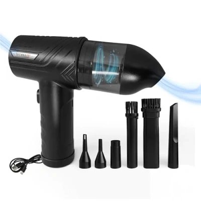 Image de Technaxx Aspirateur à Main sans Fil avec dépoussiéreur air comprimé, électrique Rechargeable 68 W TX 294 Réglage de la Puissance en 3 étapes, lumière LED et 5 Buses
