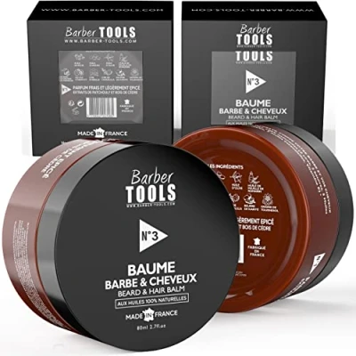 Image de Baume Barbe &amp; cheveux N3 aux huiles 100% naturelles FABRIQUÉE EN FRANCE Nourrit, Hydrate, structure. À base de 2 cires, beurres, 5 Végétales, essentielles, Vitamine E (80ml)