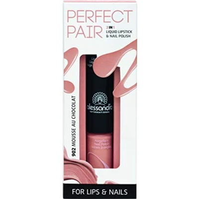 Image de Alessandro Perfect Pair 2 en 1 Rouge à Lèvres et Vernis Ongles Mousse au Chocolat, 10 ml