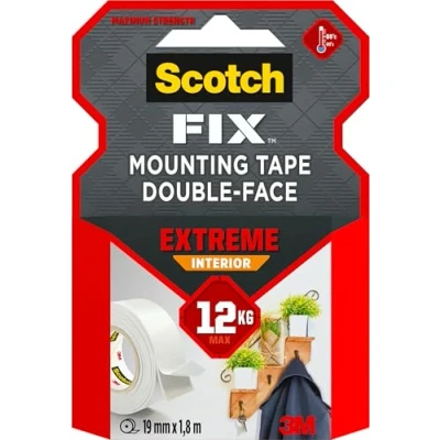 Image de Scotch Fix Ruban de fixation pour intérieur Extrême, 19 mm x 1,8 m, 1 Rouleau (L&#039;emballage peut varier), noir